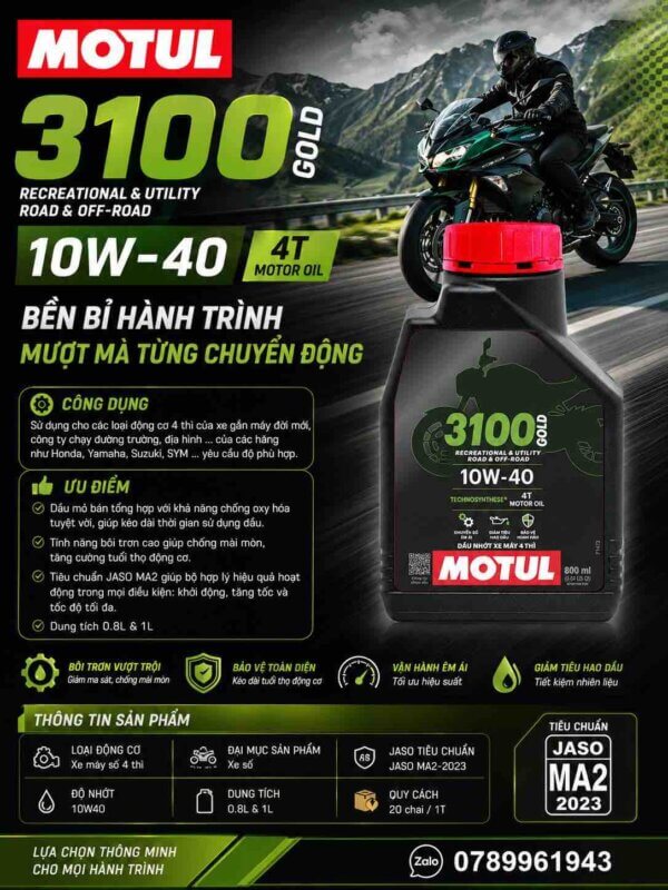 Motul 3100 Gold với Silver: Khác Nhau Ở Đâu, Nên Chọn Loại Nào? 4 thong-so-ky-thuat-motul-3100-gold-10w40-va-silver