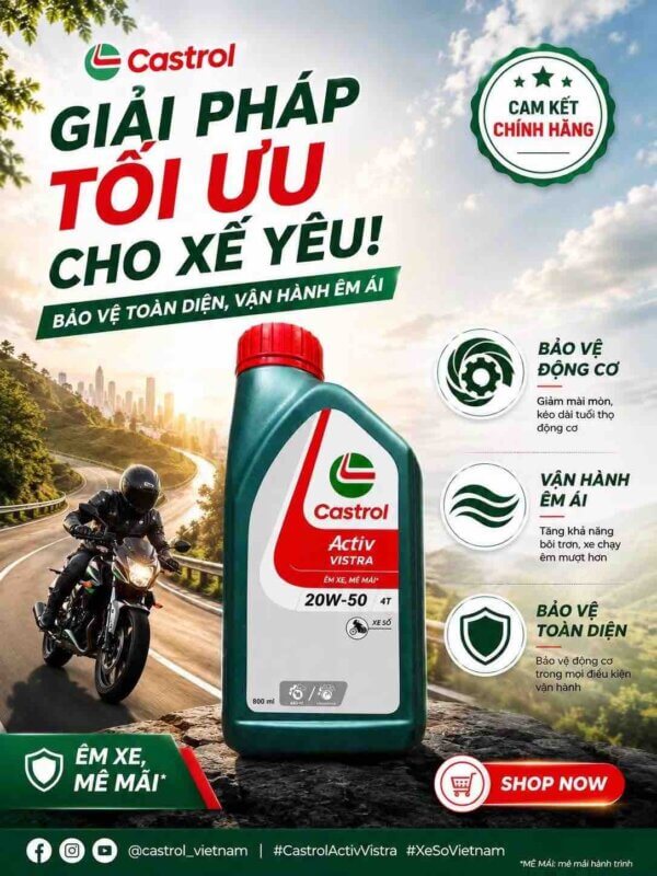 Nhớt Castrol Activ 4T 20W40 Có Tốt Không? Ưu Nhược Điểm Và Xe Phù Hợp 4 uu-nhuoc-diem-nhot-castrol-activ-20w40
